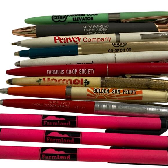 Vtg Lot 12 Agriculture Related Pen USA Click Ballpoint Advertise Office Writing - Picture 1 of 13